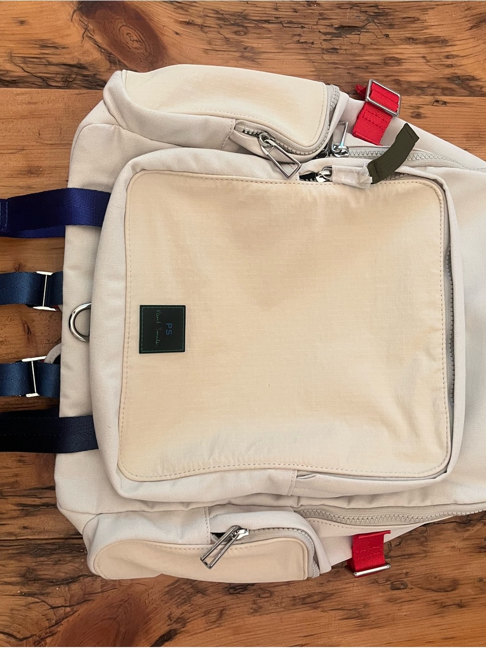 PS Paul Smith Cream Backpack with Color-Accent Straps